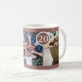 Elegantes neutrales Drei-Foto-Monogramm und Jahr Kaffeetasse (VorderseiteRechts)