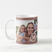 Elegantes neutrales Drei-Foto-Monogramm und Jahr Kaffeetasse (Links)