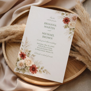 Elegantes neutrales Floral Rust Einladung