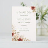 Elegantes neutrales florales Soft Save The Date (Stehend Vorderseite)