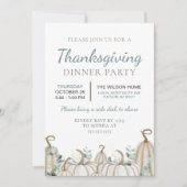 Elegantes neutrales Herbstessen Erntedank Einladung (Vorderseite)