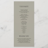 Elegantes neutrales Hochzeitsprogramm Menükarte (Rückseite)