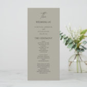 Elegantes neutrales Hochzeitsprogramm Menükarte (Stehend Vorderseite)