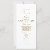 Elegantes neutrales Hochzeitsprogramm mit Grün (Vorderseite)