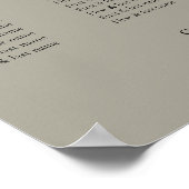 Elegantes neutrales Hochzeitssitzplan-Schild Poster (Ecke)
