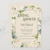 Elegantes neutrales Hydrangea-Brautparty Einladung (Vorne/Hinten)