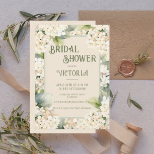Elegantes neutrales Hydrangea-Brautparty Einladung