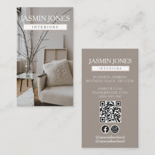 Elegantes neutrales Innendesign QR Visitenkarte