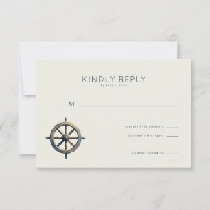 Elegantes neutrales nautisches Steuerrad RSVP Karte