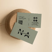 Elegantes, neutrales QR Code Monogram Logo-Logo-Bo Visitenkarte