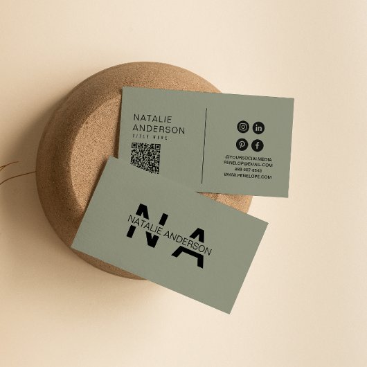 Elegantes, neutrales QR Code Monogram Logo-Logo-Bo Visitenkarte