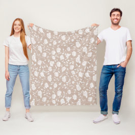 Elegantes neutrales rosa weißes Blumenmuster Fleecedecke