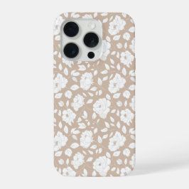 Elegantes neutrales rosa weißes Blumenmuster iPhone 15 Pro Hülle