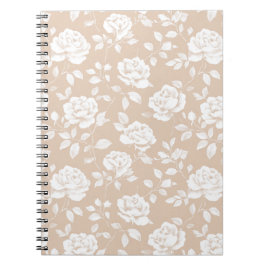 Elegantes neutrales rosa weißes Blumenmuster Notizblock