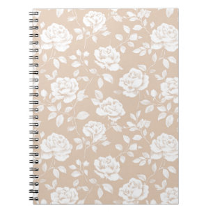 Elegantes neutrales rosa weißes Blumenmuster Notizblock