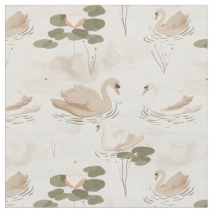 Elegantes, neutrales Schwanenmuster Stoff