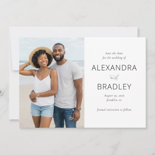 Elegantes neutrales Strandfoto Save The Date (Vorderseite)