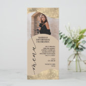 Elegantes, neutrales und Champagner-Gold-Menü Menükarte (Stehend Vorderseite)