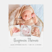 Elegantes New Baby Personalisiert 4 Foto Collage Fleecedecke (Vorderseite)