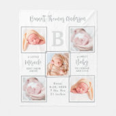 Elegantes New Baby Personalisiert 5 Foto Collage Fleecedecke (Vorderseite)