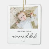 Elegantes New Parents 1. Weihnachtsbaby-Foto Keramikornament (Links)