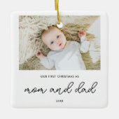 Elegantes New Parents 1. Weihnachtsbaby-Foto Keramikornament (Vorderseite)
