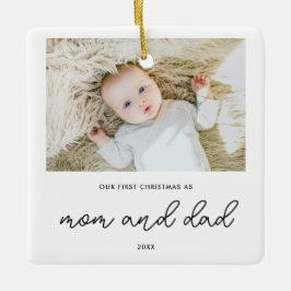 Elegantes New Parents 1. Weihnachtsbaby-Foto Keramikornament