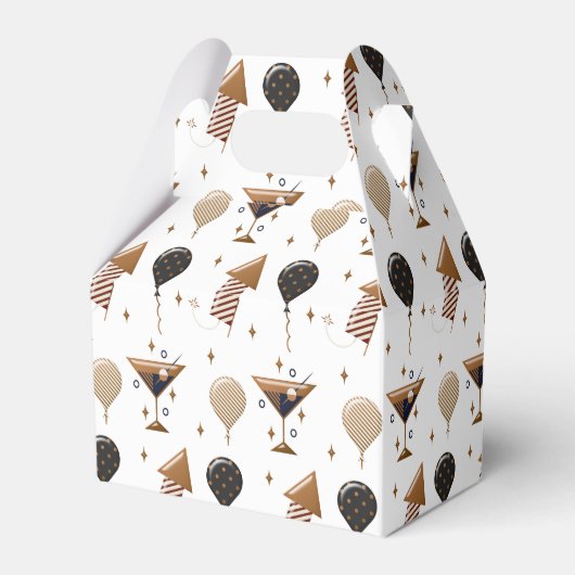 Elegantes New Year Celebration Party Muster Geschenkschachtel (Vorderseite)