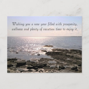 Elegantes New Year Well wünscht Ocean Shore Foto Feiertagspostkarte