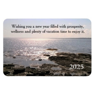 Elegantes New Year Well wünscht Ocean Shore Foto Magnet