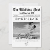 Elegantes Newspaper Custom Foto Save the Date Einladung (Vorderseite)