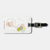 Elegantes Niedlich Blush Bärenballon Girly Monogra Gepäckanhänger (Vorderseite horizontal)