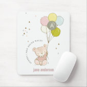 Elegantes Niedlich Blush Bärenballon Girly Monogra Mousepad (Mit Mouse)