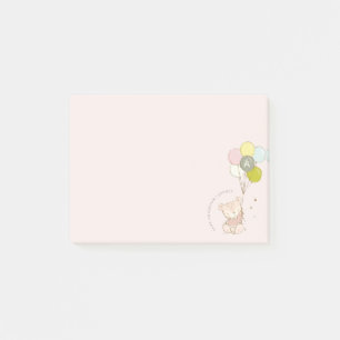 Elegantes Niedlich Blush Bärenballon Girly Monogra Post-it Klebezettel