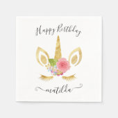 Elegantes niedlich Happy Birthday Gold Glitzer Ein Serviette (Vorderseite)