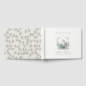 Elegantes Niedliches Aqua Blue Floral Teapot Wappe Gästebuch (Voll)