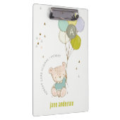 Elegantes Niedliches Blue Bar Balloon Boys Monogra Klemmbrett (Rechts)