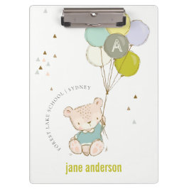 Elegantes Niedliches Blue Bar Balloon Boys Monogra Klemmbrett