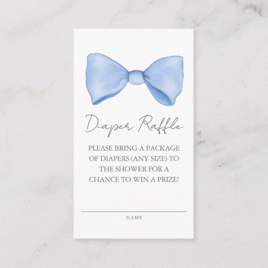 Elegantes Niedliches Blue Bow Baby Duschdiapter Begleitkarte (Vorderseite)