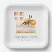 Elegantes Niedliches Boho Orange Fruit Cake Brautp Pappteller (Vorderseite)