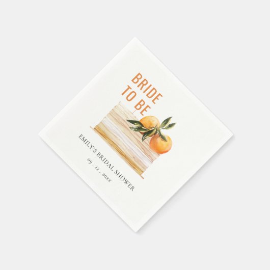 Elegantes Niedliches Boho Orange Fruit Cake Brautp Serviette (Ecke)