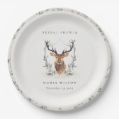 Elegantes Niedliches Brautparty von Dusky Deer Flo Pappteller (Vorderseite)