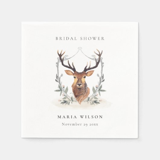 Elegantes Niedliches Brautparty von Dusky Deer Flo Serviette (Vorderseite)