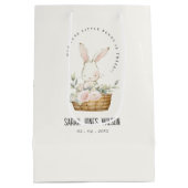 Elegantes Niedliches Bunny im Blumenkorb Kindergeb Mittlere Geschenktüte (Rückseite)