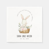 Elegantes Niedliches Bunny im Blumenkorb Kindergeb Serviette (Vorderseite)