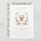 Elegantes Niedliches Dusky Deer Floral Wappen Hoch Dankeskarte (Vorne/Hinten)