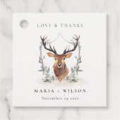 Elegantes Niedliches Dusky Deer Floral Wappen Hoch Geschenkanhänger (Vorderseite)