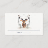 Elegantes Niedliches Dusky Deer Floral Wappen Hoch Platzkarte (Rückseite)