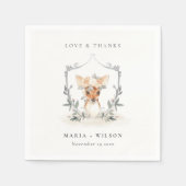 Elegantes Niedliches Dusky Deer Floral Wappen Hoch Serviette (Vorderseite)