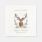 Elegantes Niedliches Dusky Deer Floral Wappen Hoch Serviette (Vorderseite)